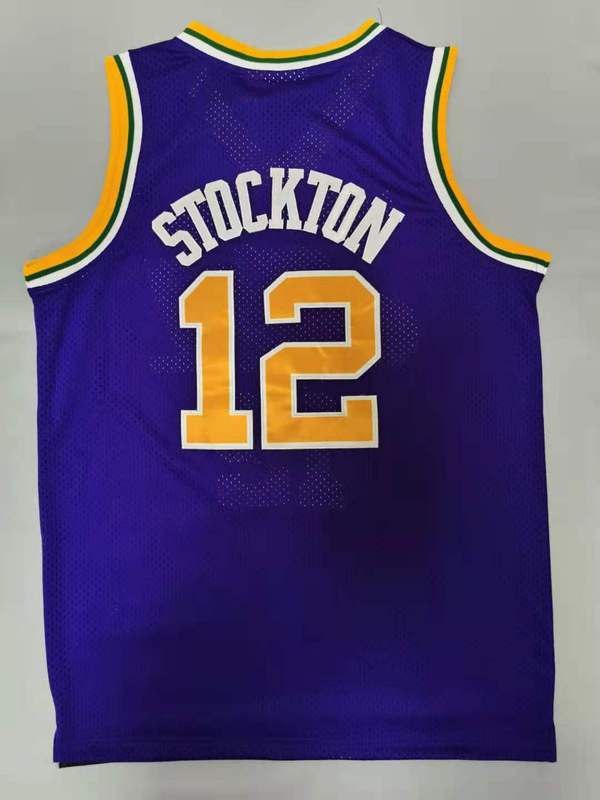 Men Utah Jazz 12 Stockton Purple Throwback Best mesh 2021 NBA Jersey
